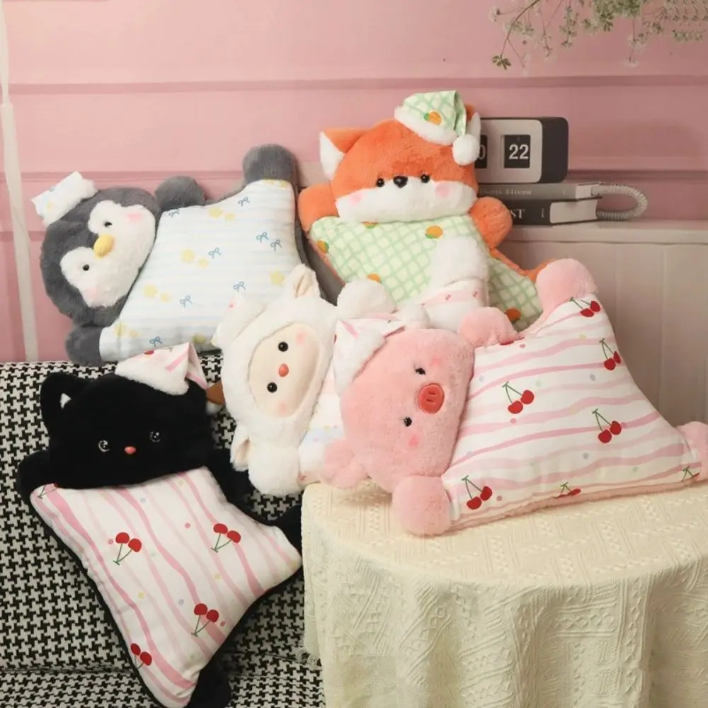 Waist Pillow Animal Plush Pillow Cartoon Cute Pajama Animal Stuffed Doll Sleeping Black Cat Penguin Plush Toy Home Sofa
