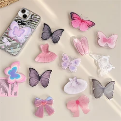 Cute Butterfly Phone Grip Tok Griptok  Holder Ring For iPhone 16 Universal Accessories Lovely Bowknot Phone Stand Bracket Socket