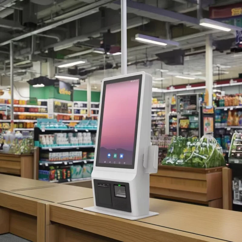 

Best-selling Professional 21.5-Inch Touchscreen Self-Service Food Service Kiosk NFC Scanner WiFi Android/Windows SDK Payment Cap