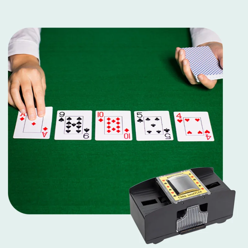 Mélangeur de cartes de Poker automatique, jeux de société, cartes à jouer à piles pour Shuffle 2 Deck, jeux de cartes à domicile à manivelle automatique