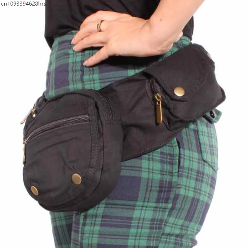 

Винтажная поясная сумка из канваса для женщин и мужчин, многокарманная сумка-бананка, повседневная дорожная поясная сумка, поясная сумка для косплея, новинка