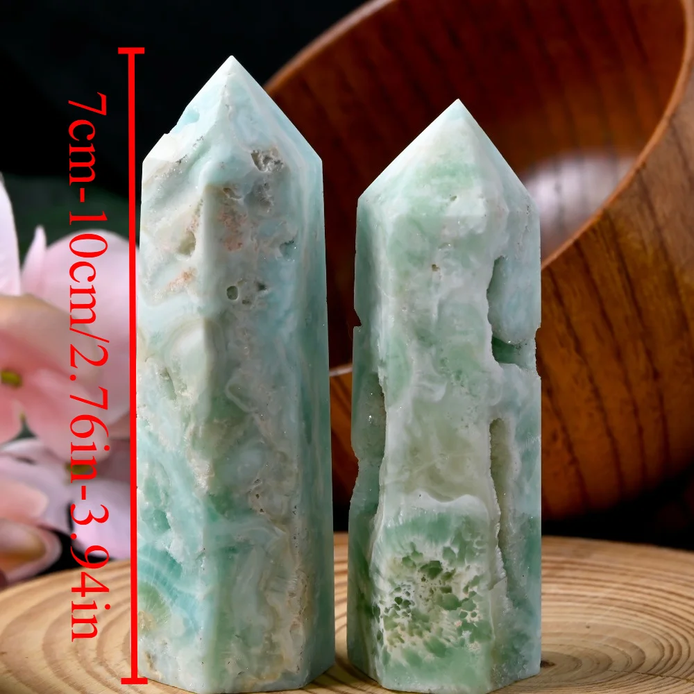 1pc Blue Hemimorphite Standard Tower, Sky Blue Aragonite, Quartz Crystal Obelisk, Natural Blue Heterogeneous Mineral view 2
