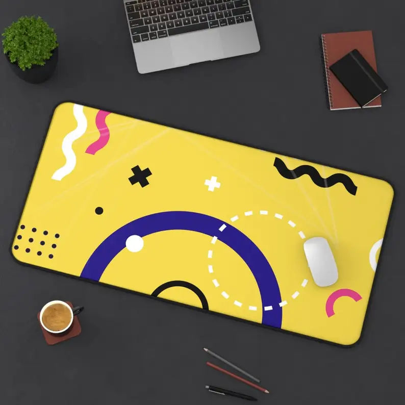 

Yellow Geometric Pattern Desk Mat,modern Aesthetic Workspace,gift for Math Teachers,fun Office Accessory, Extra-large Laptop Mat
