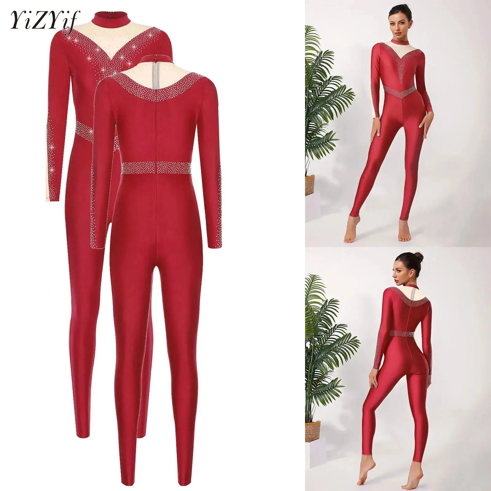 

Women Ballet Unitards Dance Wear Costume for Adult Long Sleeve Bodysuit Figure Skating Gymnastic One Piece Full Body Jumpsuit