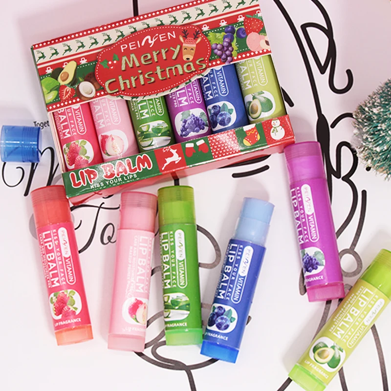 크리스마스 선물 세트 - 가을, 겨울 케어에 딱 맞는 식물성 스쿠알란이 함유된 과일향 보습 립밤 6종