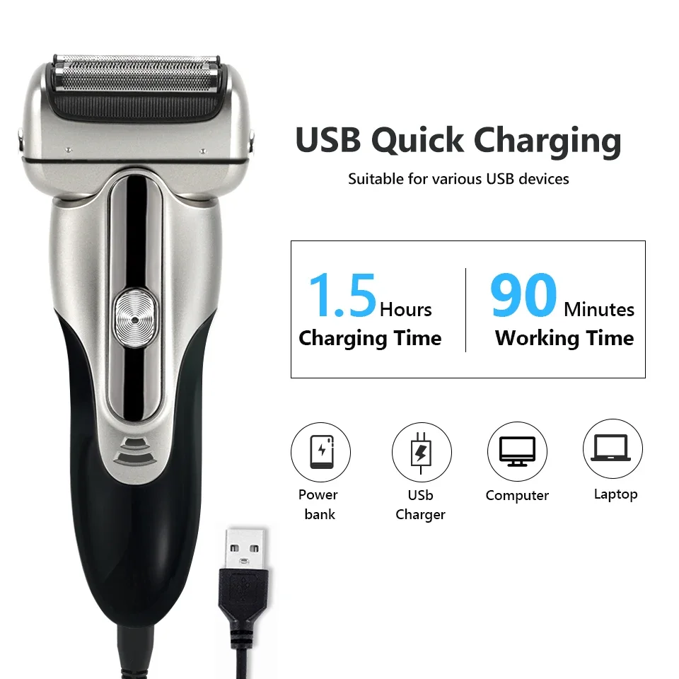 Reciprocating Electric Shaver 3 Blade Shaving System USB Rechargeable Shaving Machine For Men Razor Shaver Barber Electric