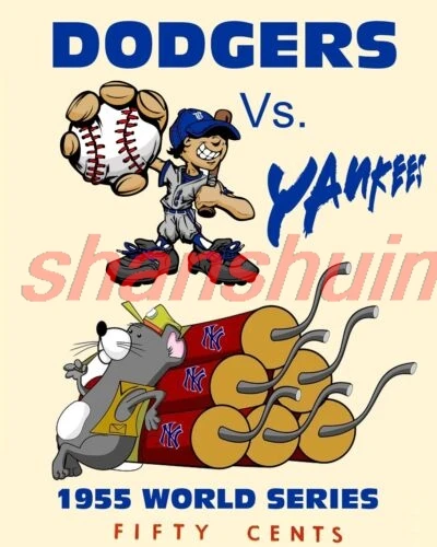 Dodger Vs Tankees 1955 Program All Metal Tin Sign  up to 12 x 18