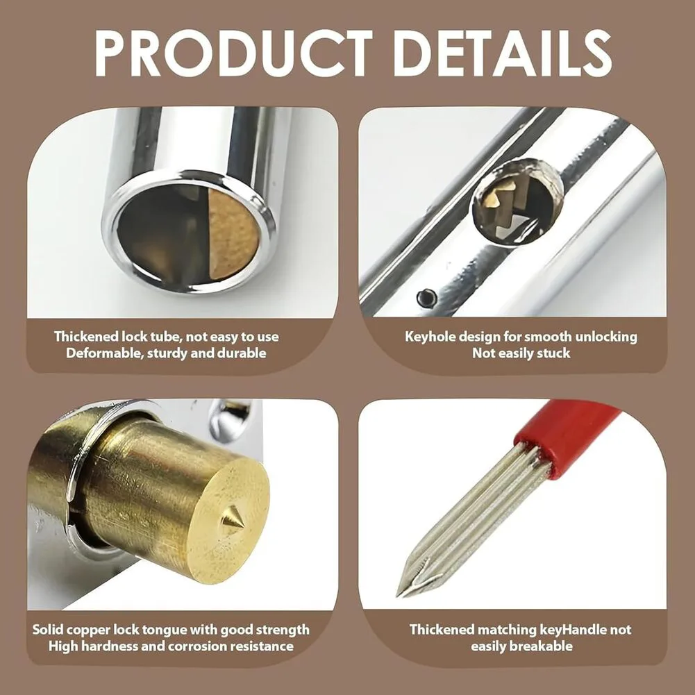 Internal Door Lock with Star Key 1 Piece Stainless Steel Anti-Theft Bolt Lock for Residential and Commercial Use