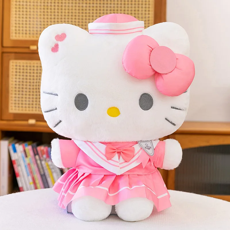 Novo Brinquedo de Pelúcia Kawaii Sanrio KT Cat, Boneca de Pelúcia Hello Kitty, Presentes de Aniversário para Crianças, Boneca Hello Kitty Fofa para Coleção