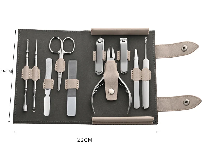 

（Big disount）Hihg Quality 10PCS Professional Manicures Kit Nail Clippers Set Stainless Steel Pedicure Tools Nail Kit Men Groomin
