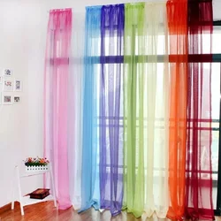 Cortinas transparentes de tul para sala de estar, decoración de boda, habitación, dormitorio, cocina, gasa, Organza, Color sólido