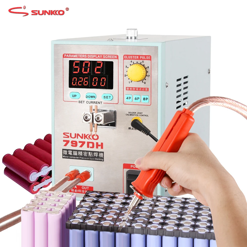 Sunkko 797dh soldador de ponto 3.8kw bateria de alta potência máquina de solda a ponto para 18650 baterias soldadores de ponto de pulso de precisão de solda