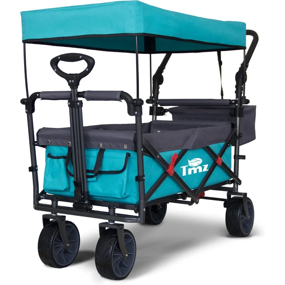 

Foldable Outdoor Multi-purpose Handcart with Removable Canopy, Rubber Wheels, and Adjustable Handle