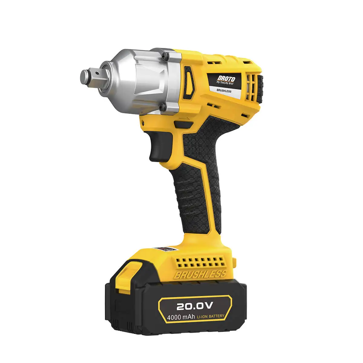 

20V Battery Electric Power Tools Brushless Rechargeable 4.0Ah Lithium-Ion Cordless Impact Wrench with 1/2 inch Head