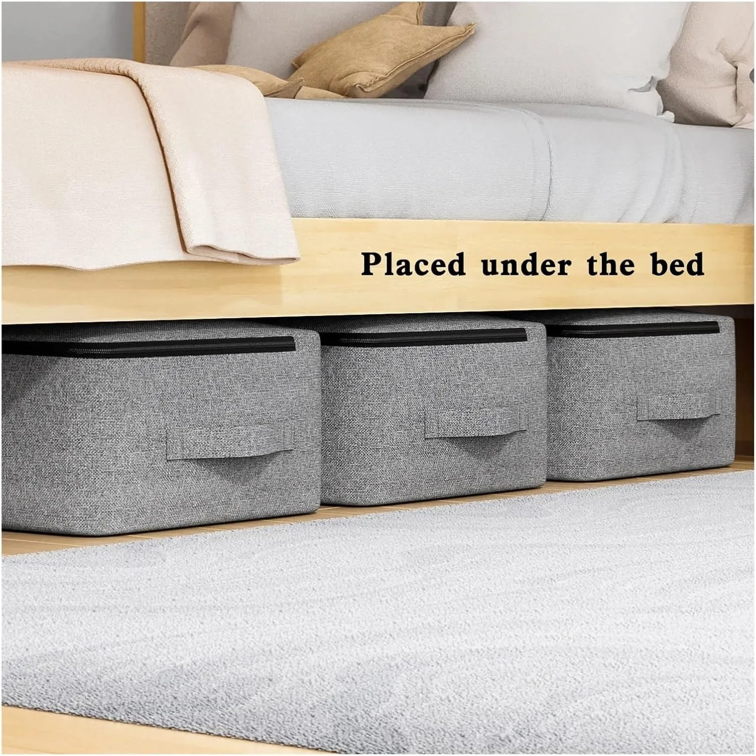 Cation Bettunterlage-Aufbewahrungstasche, Transparentes Fenster, Griff Inklusive, Ideal für Kleidung, Decken, Platzierung unter dem Bett, im Schrank, War – Detail 4