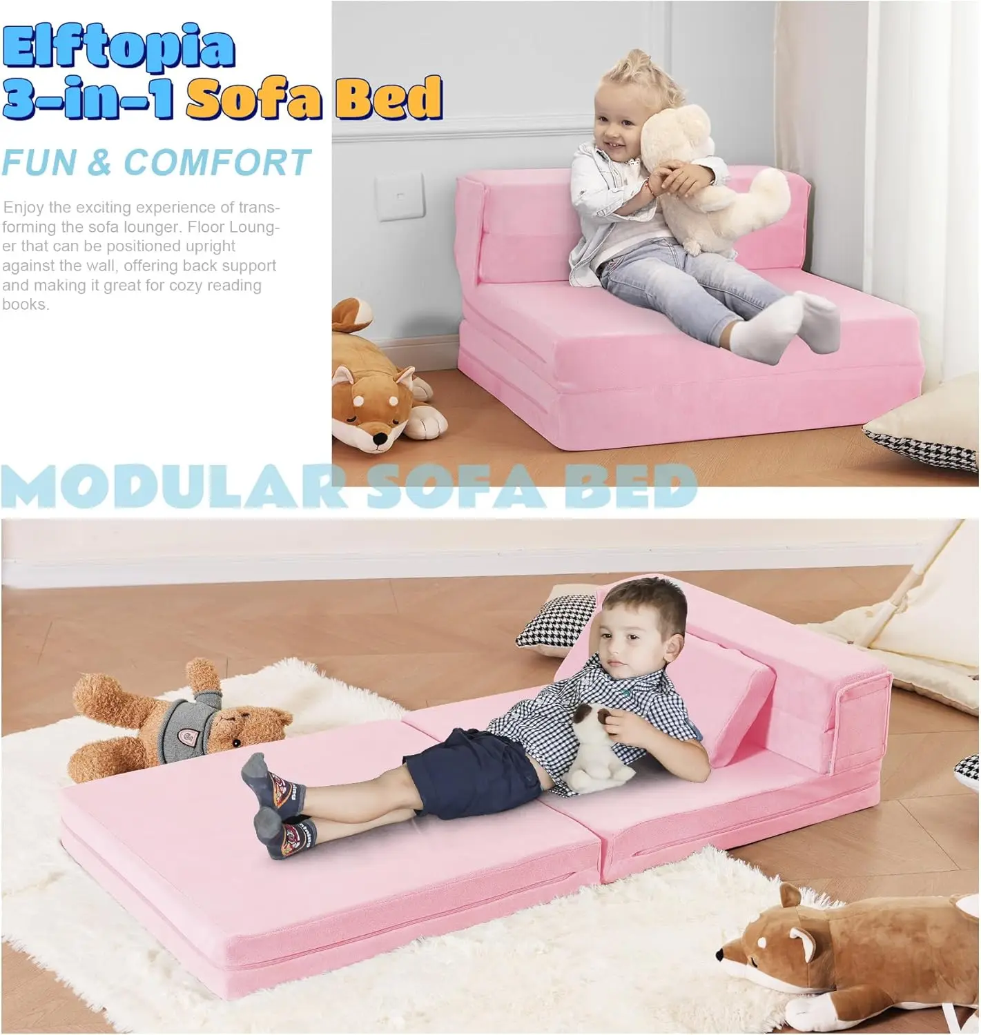 Sofá cama para niños, colchón triple plegable para niños pequeños, sofá cama plegable, colchón futón plegable para niños, sofá plegable para niños, Pin