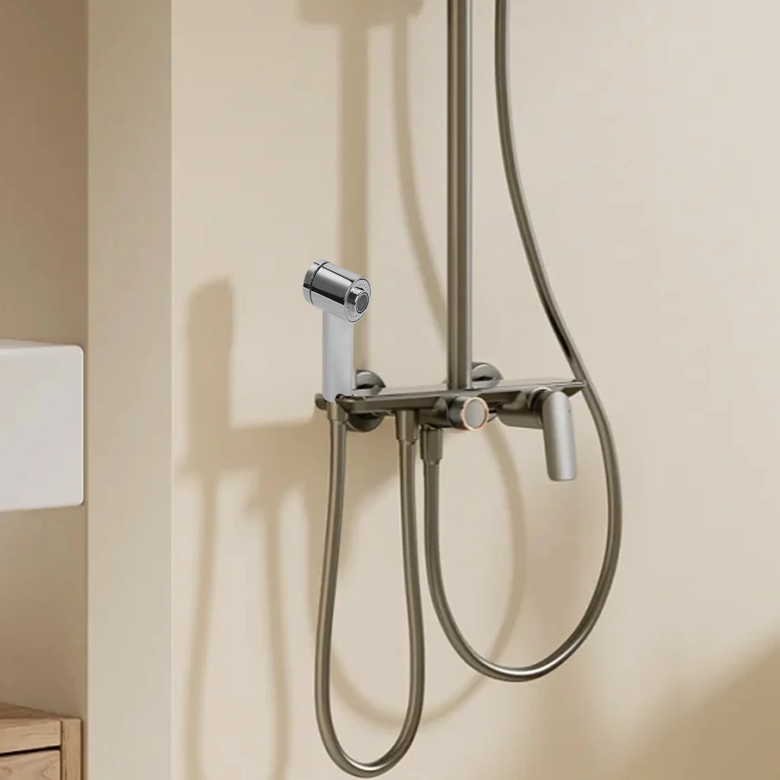 ABS Pull Out Spray Kitchen Tap with Water Saving Design and G1/2 Connector for Standard Hose Connections in Various Settings