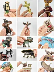American Alaskan Bear Kawaii Moose Fridge Magnet Travel Souvenirs Alaskan Dog Fridge Magnet Cute Magnet Decoration Gift