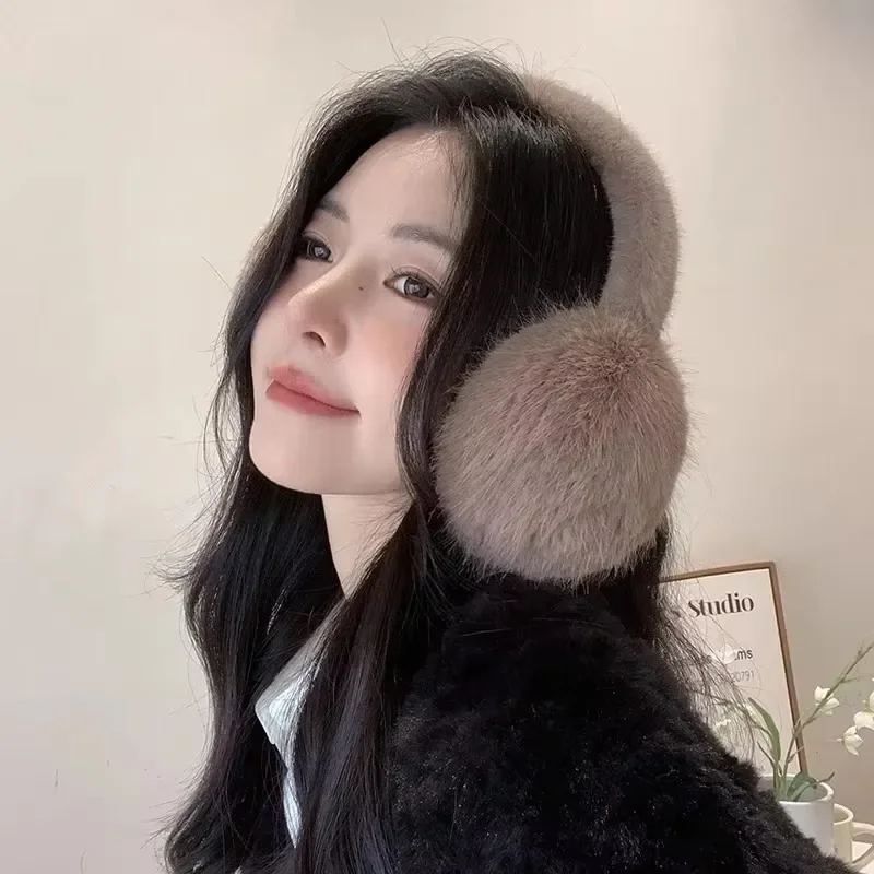 Earmuffs macios de pele sintética para homens e mulheres, Earflap monocromático, tampa de orelha, engrossar, ao ar livre, proteção contra frio, moda, inverno