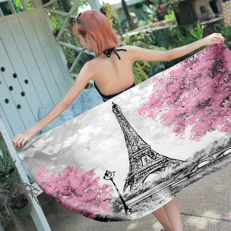 

Surf Swim Beach Towel, Scenery, London Big Ben, Paris, Eiffel Tower, Rome, Colosseum, Fuji Mountain,Gift Drop Shipping Wholesale