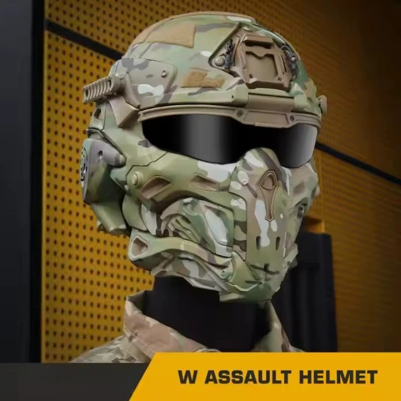 Tactical Command FAST Helmet Built-in Communication Headset Anti-fog Fan W-Ronin Assault Helmet Detachable Mask Replacement Lens