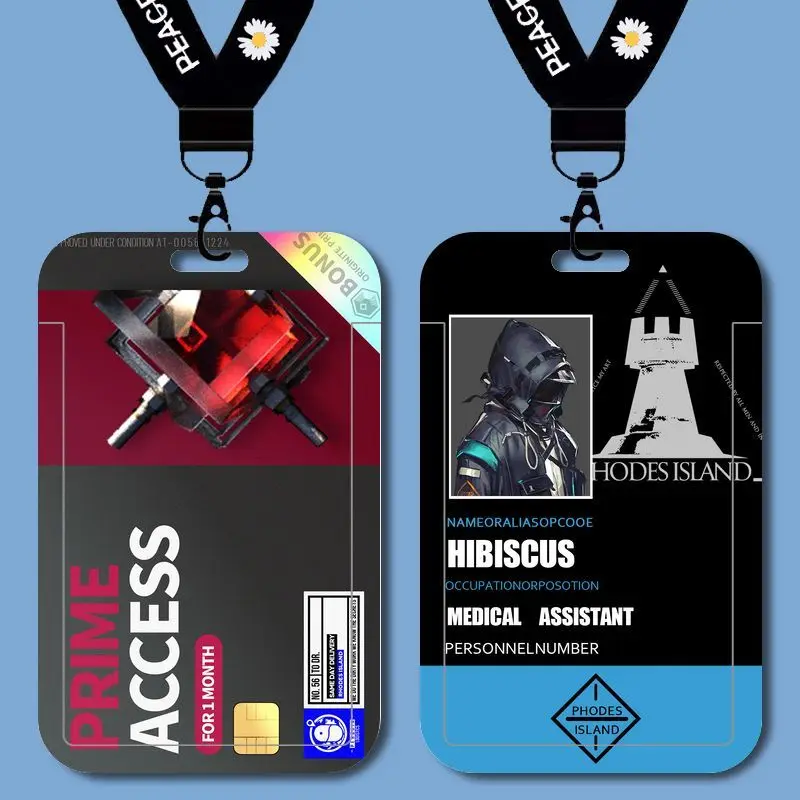 Arknights Amiya Kal'tsit Theresa Tempat Kartu Periferal Anime Kepribadian Kreatif Kartun Bernilai Tinggi dengan Tempat Kartu Tali