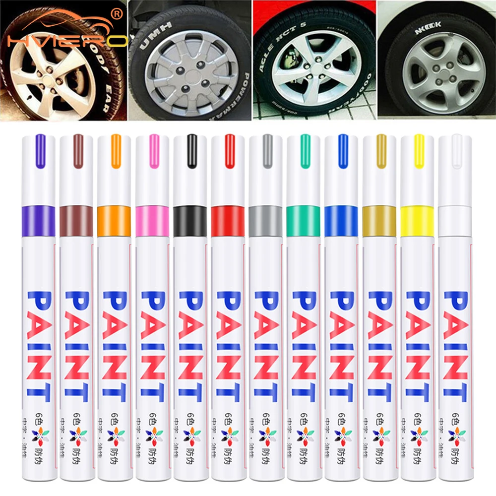 

12X Auto Rubber Tyre Metal Permanent Paint Marker Car Wheel Tire Oily Mark Pen Waterproof Multicolor Graffiti Touch Multipurpose