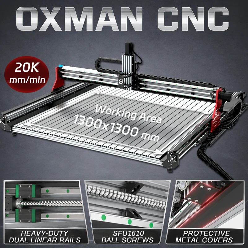 

Фрезерный станок с ЧПУ BulkMan3D OXMAN, комплект с шарико-винтовой парой SFU1610, двойными линейными направляющими, 4-осевой прецизионный гравер для резки дерева, металла, акрила