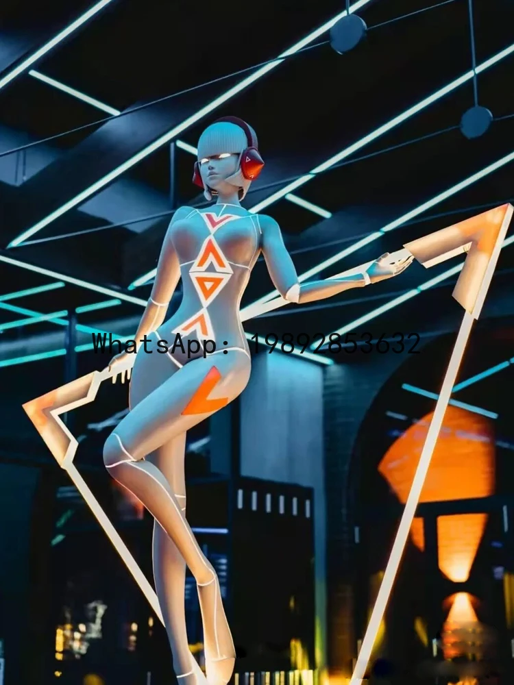 

XL Koshiba Mechanical Goddess Bar Luminous Figure Fiberglass Sculpture Decoration Large Ornament
