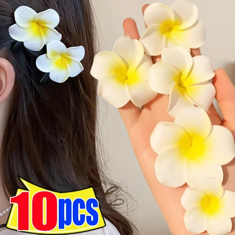 Plumeria Flower Hair Clips For Women Hairpins Girls Side Bangs Clips Flower Barrette Hawaiian Wedding Party Bag Hat Accessories