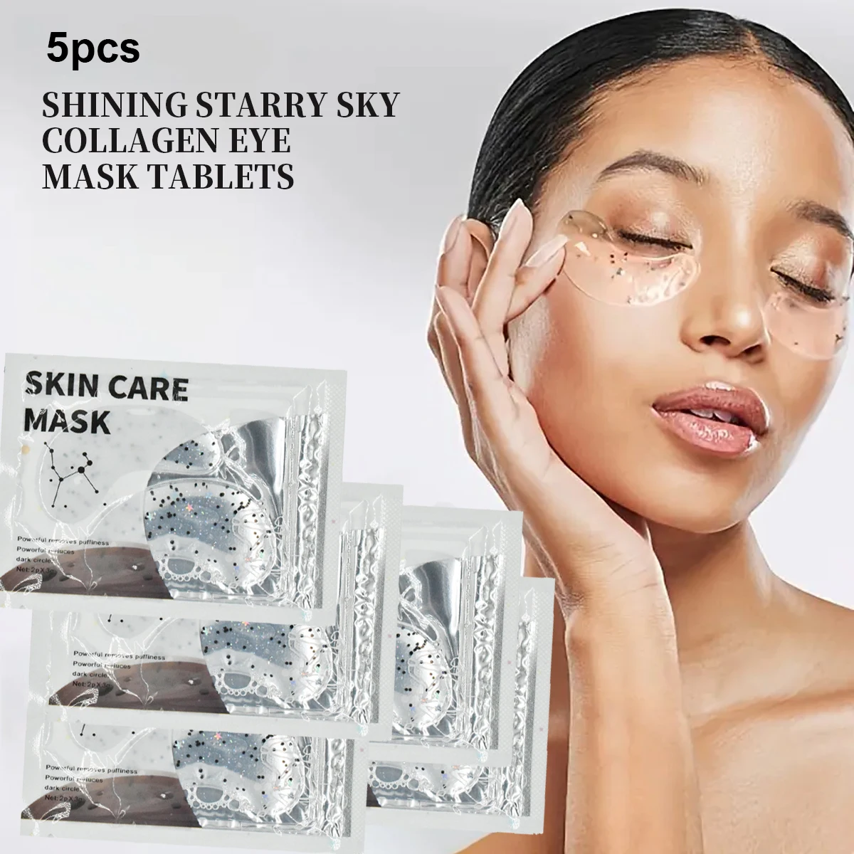 5Pcs/Collagen Eye Mask Sheets, Suitable for Puffy Eyes, Dark Circles, Bags and Wrinkles, Contains Collagen, Relieves Stress, Reduces Wrinkles, Restores Skin Vitality