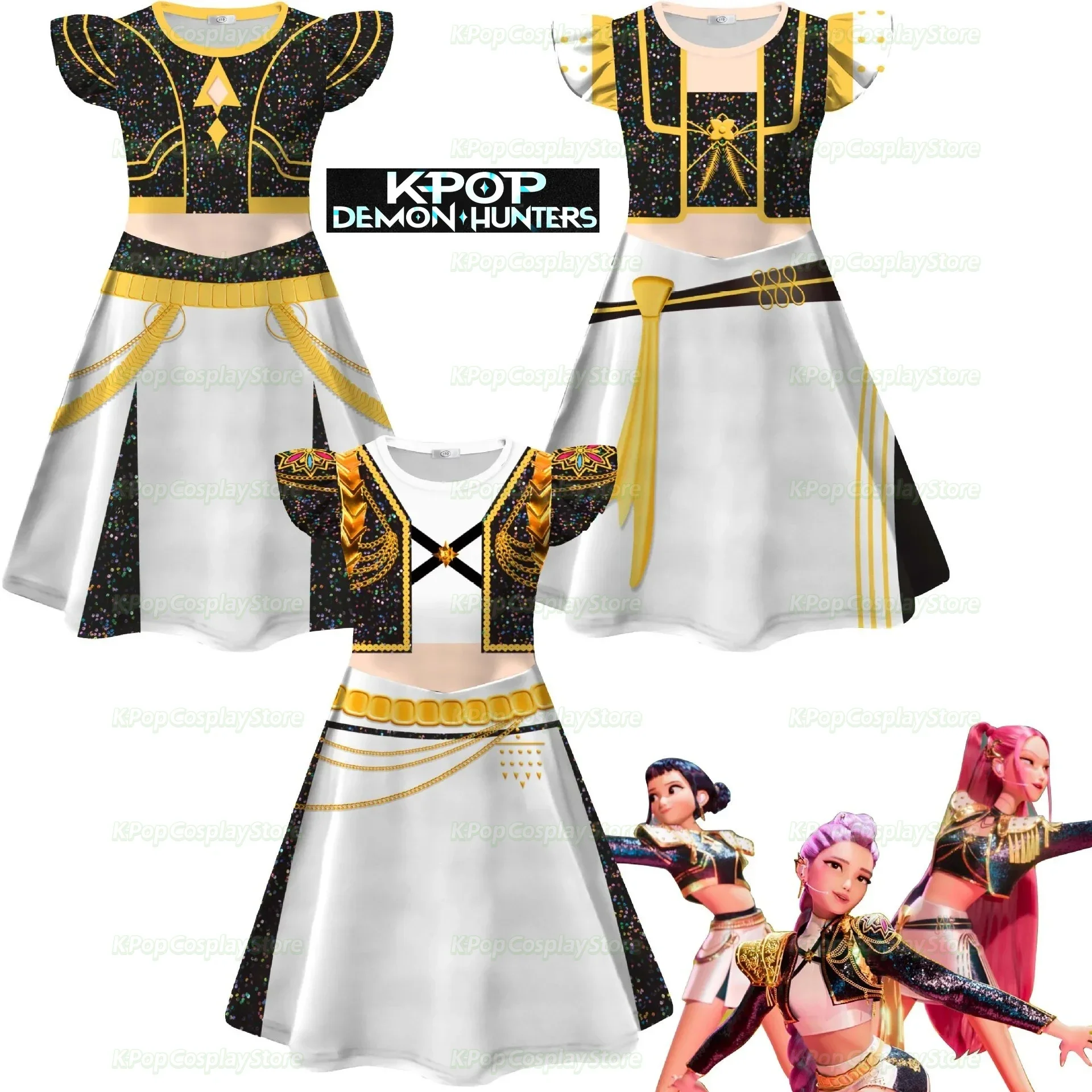

KPop Demon Hunters Rumi Mira Zoey Cosplay Girls Dress Costume Kids Dresses Anime Clothes Halloween Carnival Xmas Party Dresses