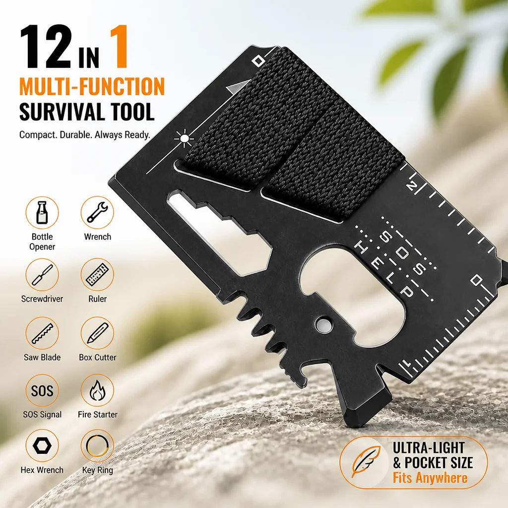 Multitool Credit Card - Couteau multifonction ultra fin EDC pour