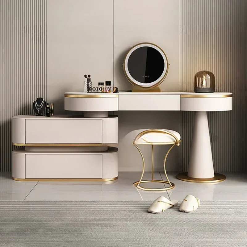 

Customizable Aesthetic Storage Dresser Luxury Desing Led Light Mirror Kawaii Dressing Table