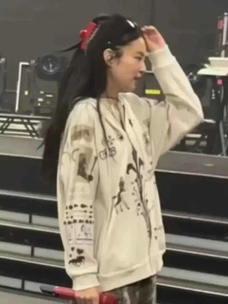 فضفاضة عارضة فيتي طباعة هوديي Jaet المرأة مريحة السراويل الطويلة البلوز ملابس خارجية الشارع Sle تخفيف Faion