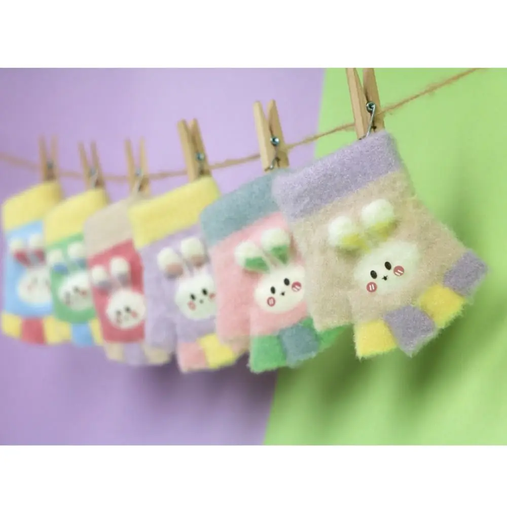 Soft Wool Children Gloves Cartoon Coldproof Fingerless Gloves Warm Knitted Mittens For 0-2 Years