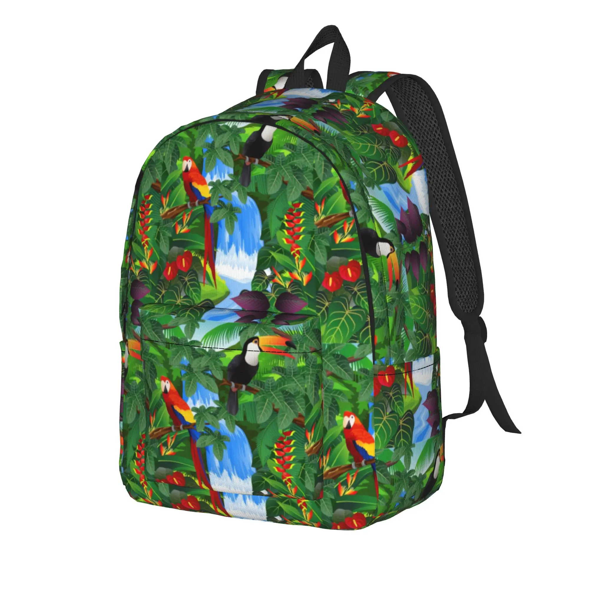 Lush Tropical Rainforest Scene   Backpack  Outdoor Backpacks Male Cool High School Bags Colorful Breathable Rucksack
