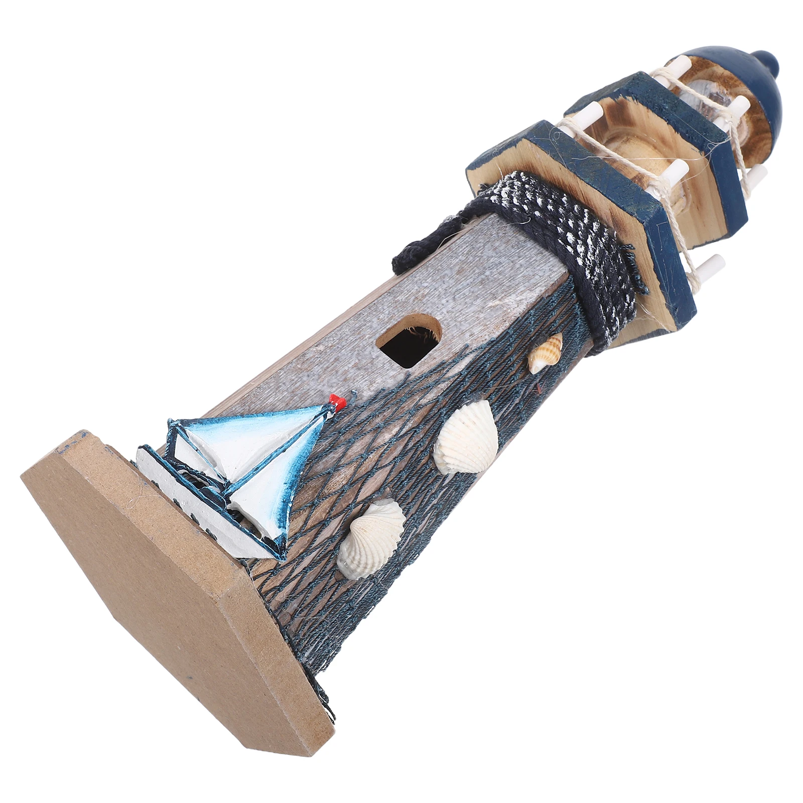 

Retro Wooden Lighthouse Miniature Sail Boat Ornament Nautical Ocean Theme Decor For Coastal Room Desktop Garden Party