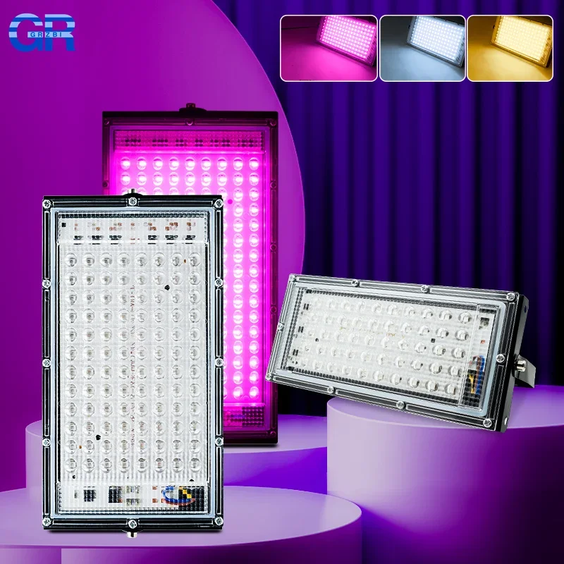 

LED Grow Lights for Indoor Plants Full Spectrum Veg Bloom 220V 50W 100W Floodlight Switch Control Plant Light Seed Starting Seed