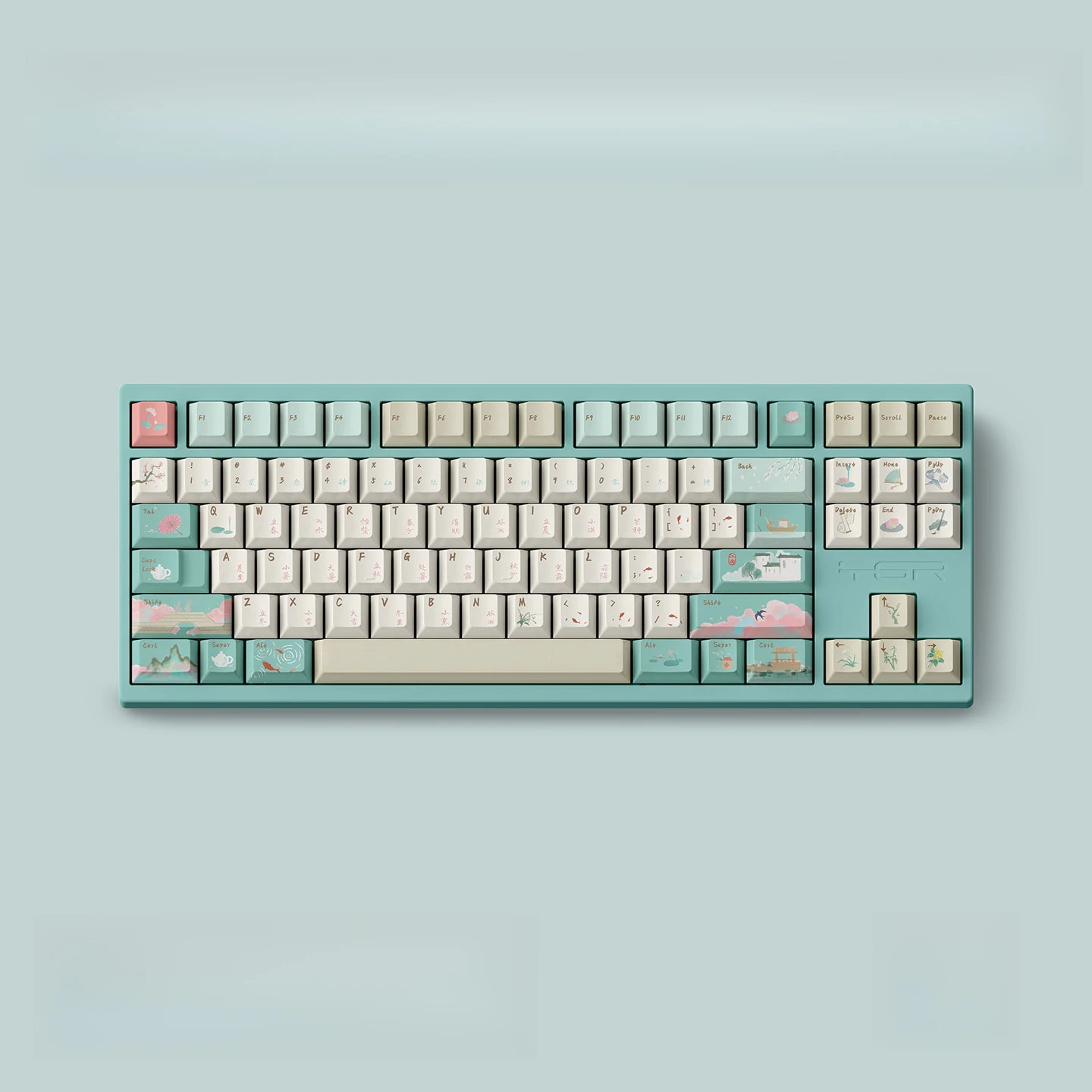 capuchons-de-touches-d'origine-jiangnan-style-chinois-pbt-sublimation-a-chaud-17mm-clavier-personnalise-bleu-vert