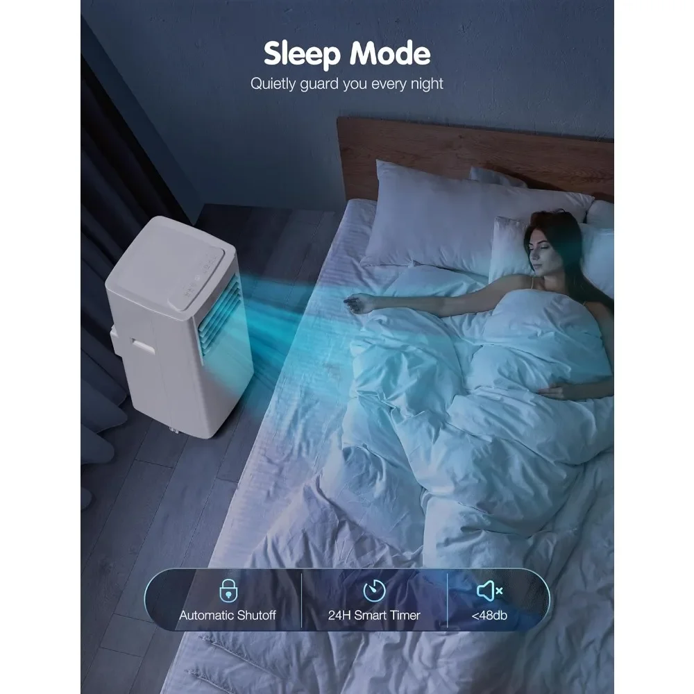 Controle Remoto Portátil Ar Condicionado, Desligamento Automático Desumidificador, Smart and Sleep Mode, Silencioso Ar Condicionado, Bloqueio de Criança