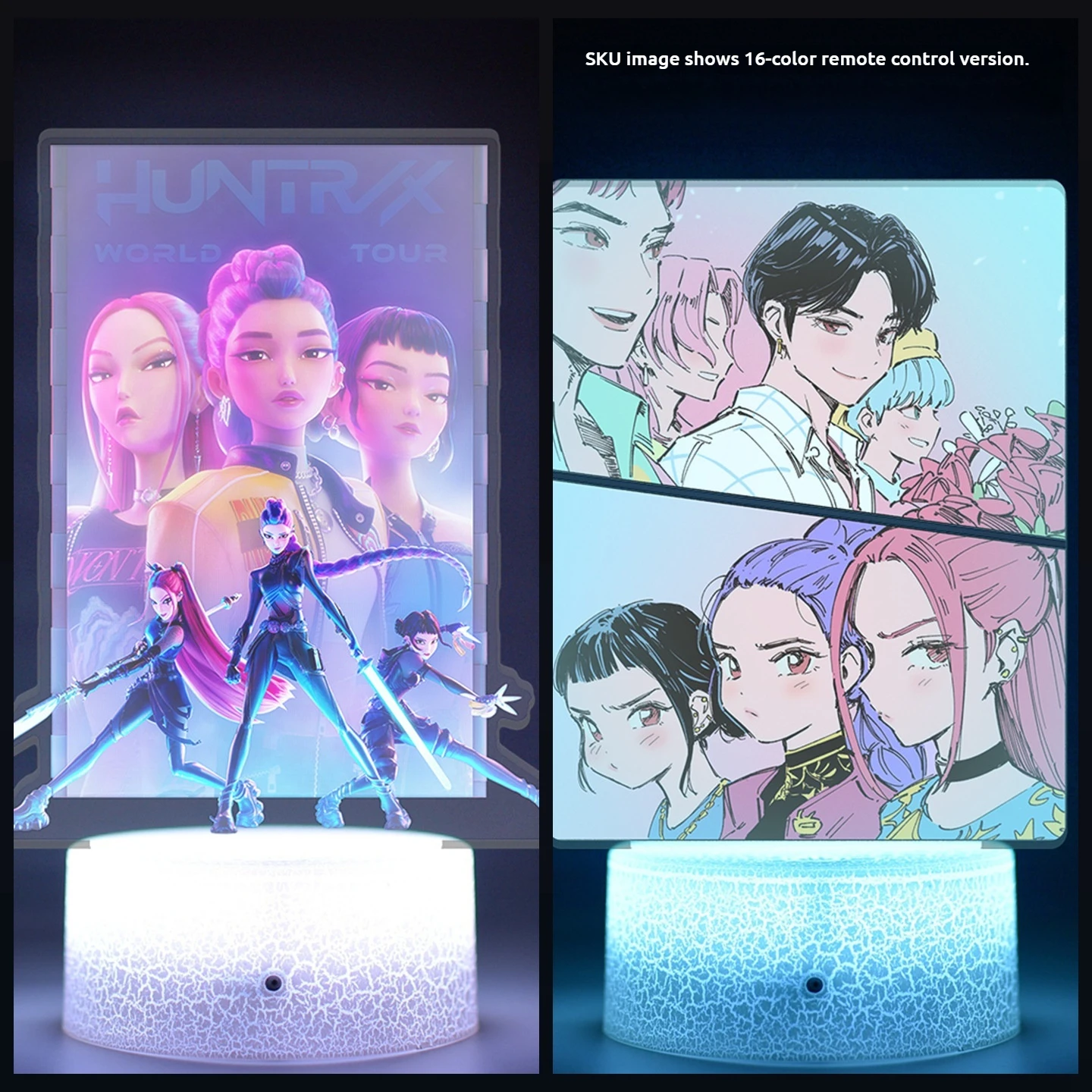 2025 New Kpop Demon Hunters Movie Remote Control Night Light Decoration Ornaments Girls Festival Gifts Internal Print 16 Colors - Image 2
