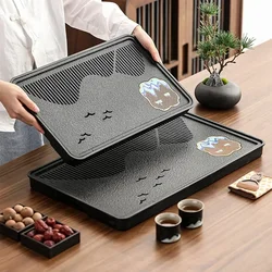 Chinese Brewing Tea Tray Home Office Tea Accessories Teaware Supplies Luxury Stone Water Storage Tea Tray Water Storage Drainage