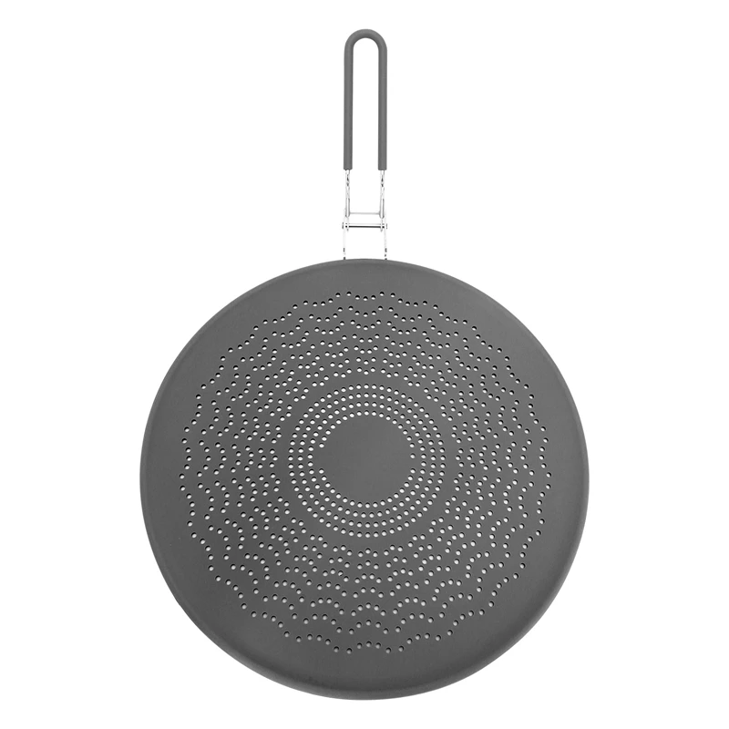 Silicone Splatter Screen,Grease Splatter Guard with Folding Handle,for Cooking Splatter Guards&Fry Pan,13 Inch,Gray-AT35