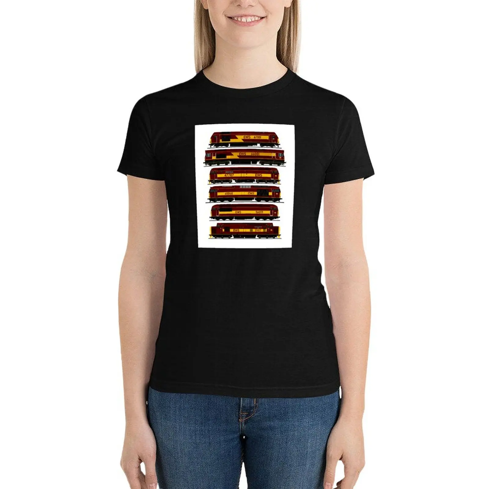 BRITISH EWS LOCOMOTIVES T-Shirt Bluzka Koszulka z krótkim rękawem grafika letnie topy t shirt dla kobiet