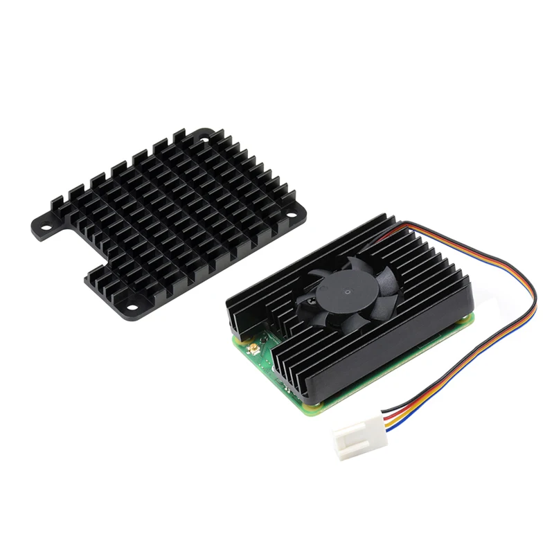 Raspberry Pi CM4 Aluminum Heatsink 12V Adjustable Speed Cooling Fan Antenna Notched Heat Sink for Raspberry Pi Compute Module 4