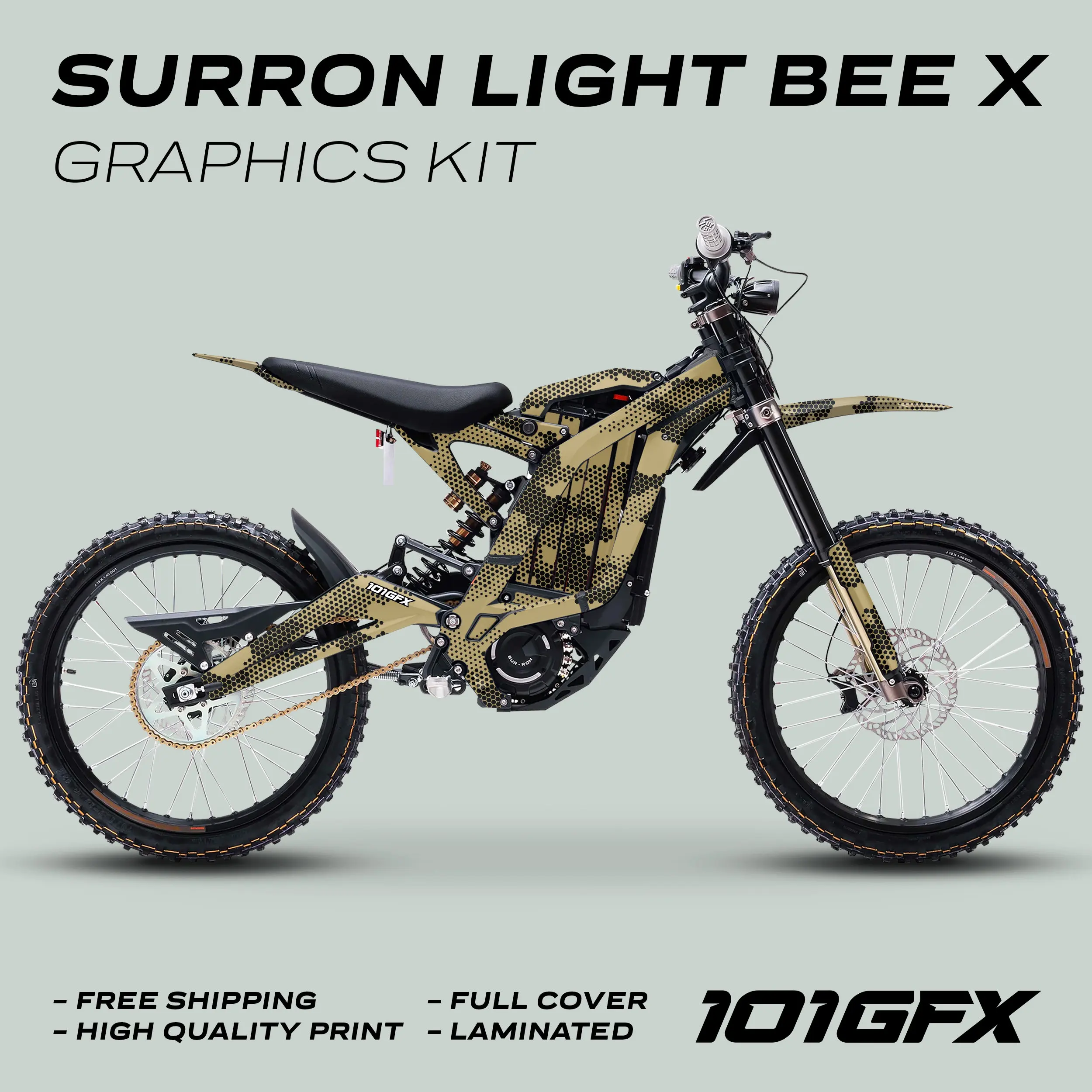 Graphics Kit HEXOCAM SAND Stickers Camouflage Hexagon Honeycomb Style Laminated  L1E eBike Emoto For Surron Light Bee X
