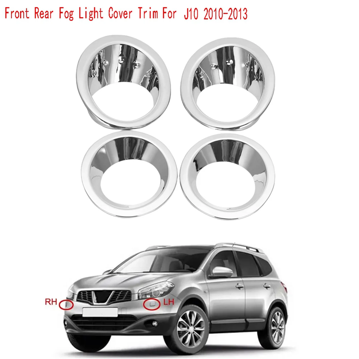 1 Set Front Rear Fog Light Cover Trim Fog Lamp Frame for Nissan Qashqai Dualis J10 2010-2013