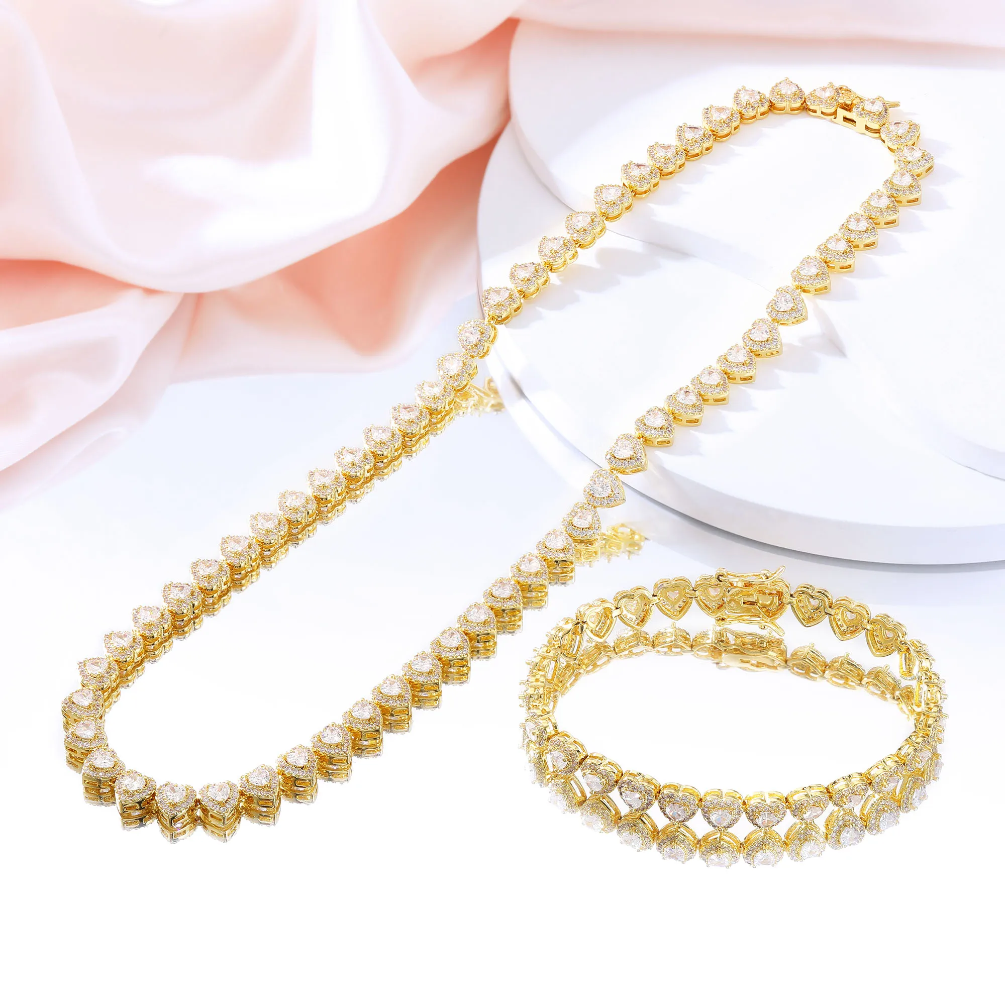 

Heart Shape Cubic Zirconia Women Jewelry Riviera wholesale Tennis Jewelry Set
