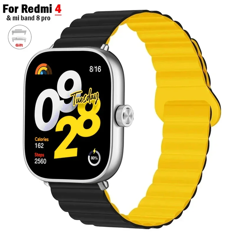 Magnetic Watchbands for Redmi watch 4 strap Smart WristBand sport Bracelet Silicone Loop for xiaomi mi band 8 pro Accessories